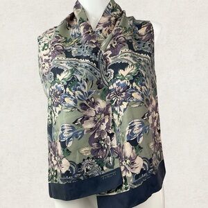 Vintage Talbots rectangular floral silk scarf 57.5” x 11.25”